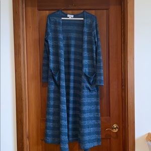 EUC LuLaRoe Sarah blue marle stripes sz Small